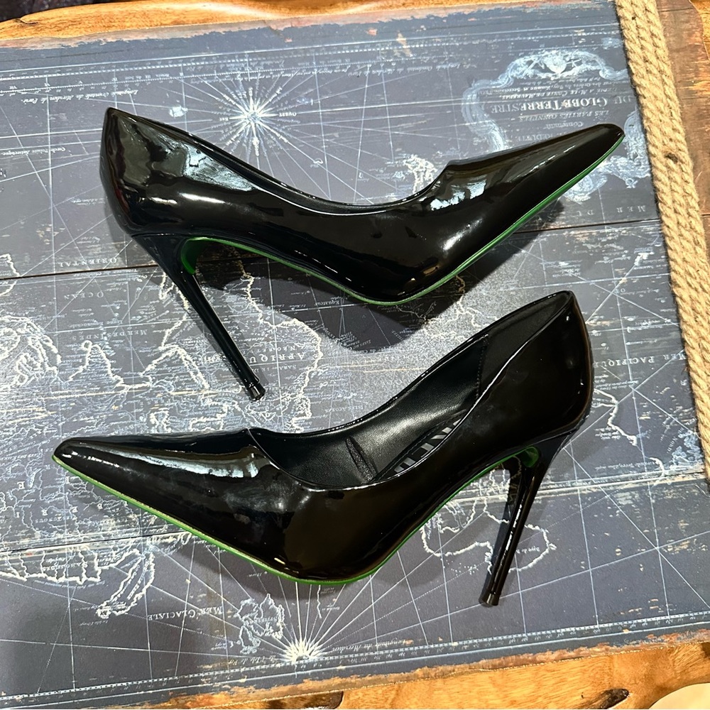 Wicked Black Patent Pointed-Toe Stiletto Heels – Size 8 NWOT
